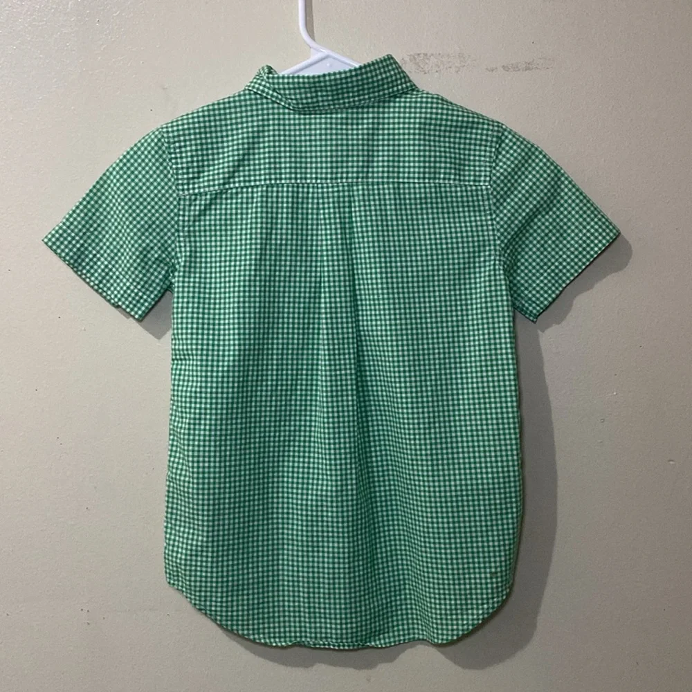 Ralph Lauren Green White Gingham Button-Down Shirt - Boys